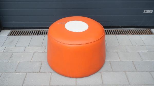 Round stool with leather upholstery