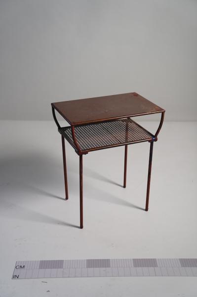 Metal table with shelf